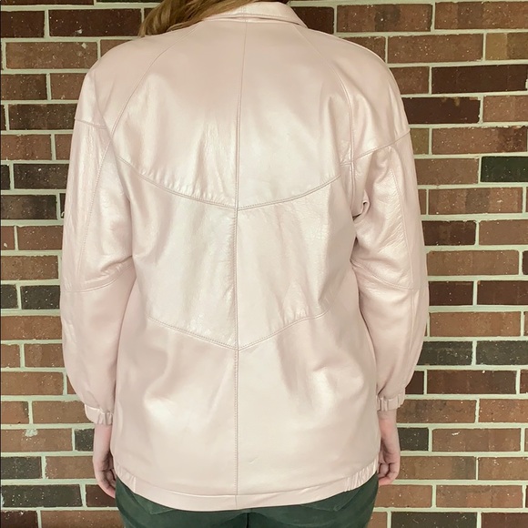 80s Pink Metallic Leather Jacket - Picture 2 of 5